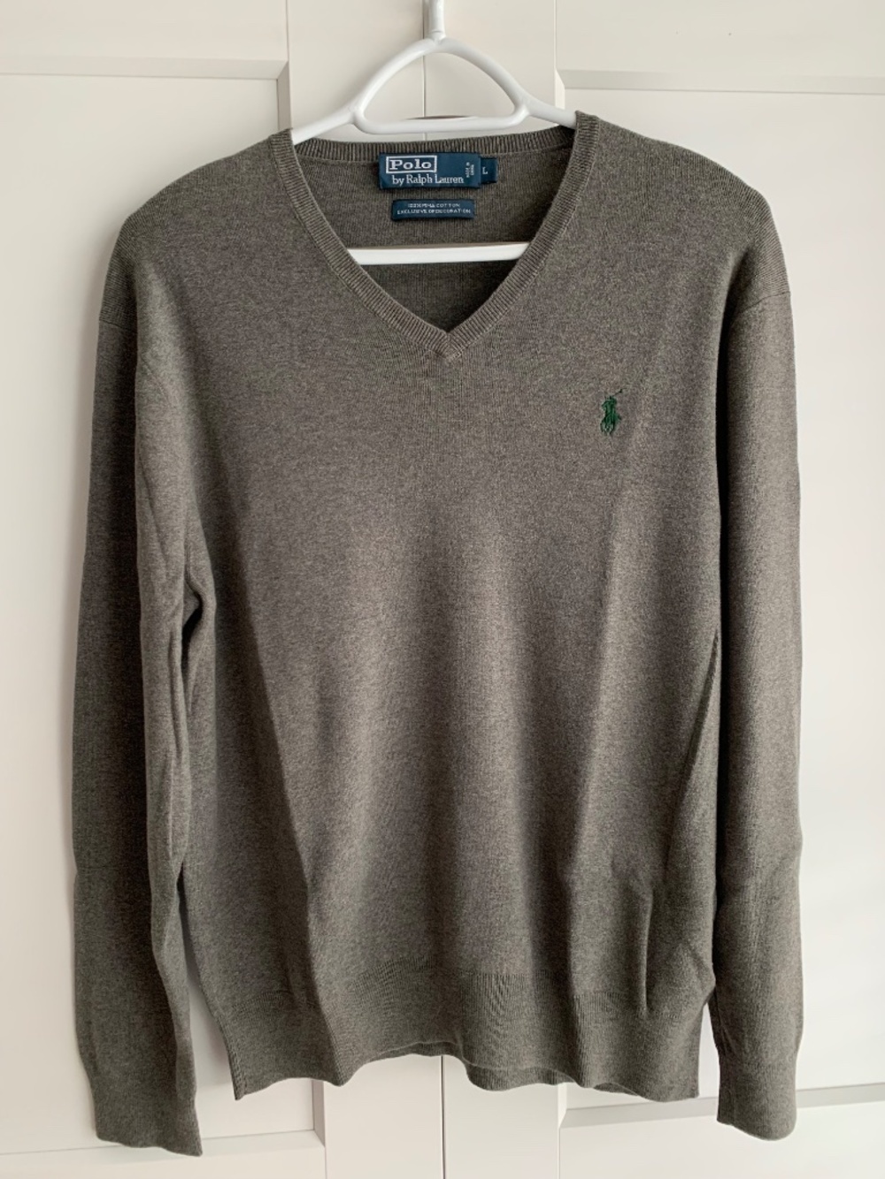 Polo by Ralph Lauren 100% Pima cotton Men's Gray V-Neck Sweater